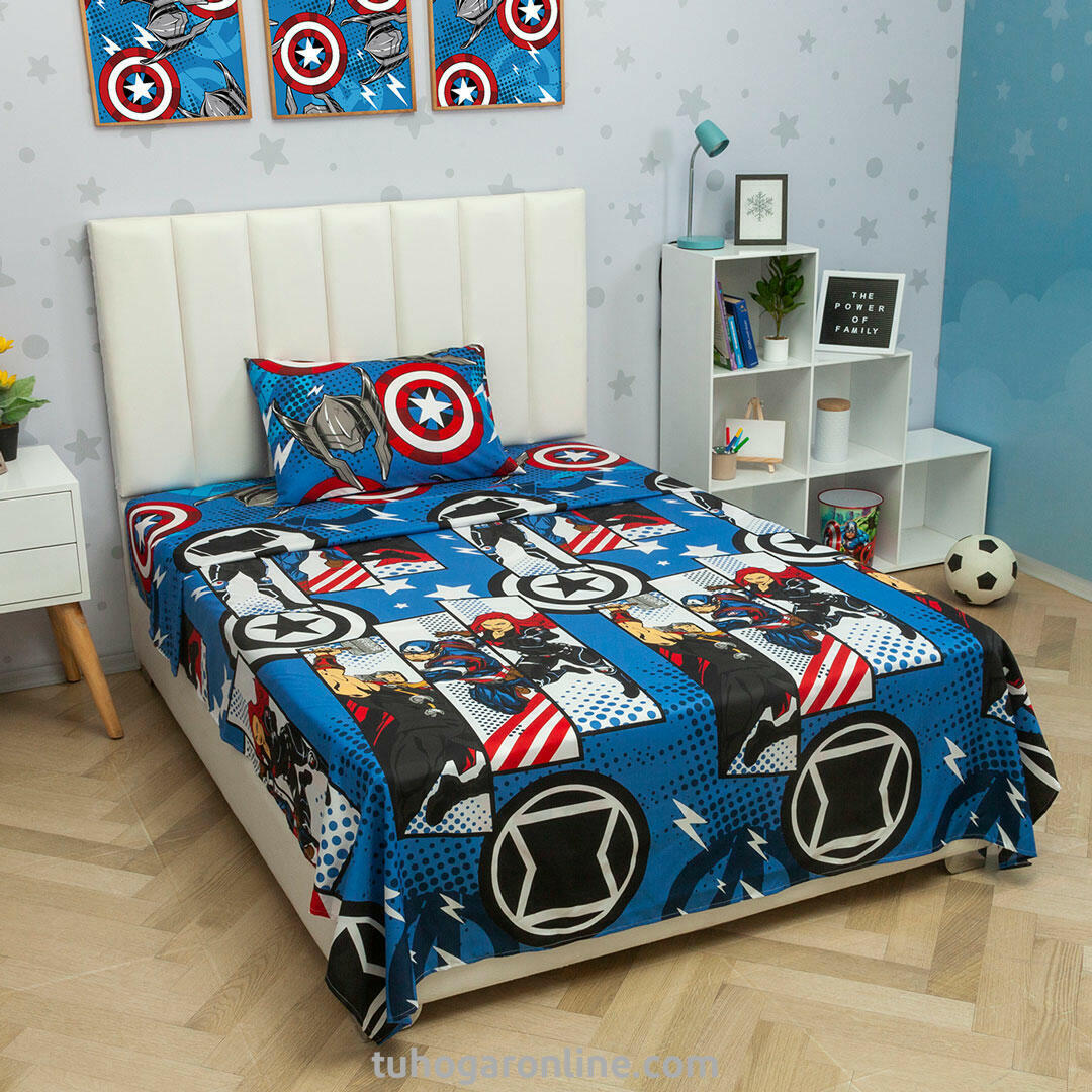 JUEGOS DE SÁBANAS CAMA SENCILLA MARVEL  AVENGERS 