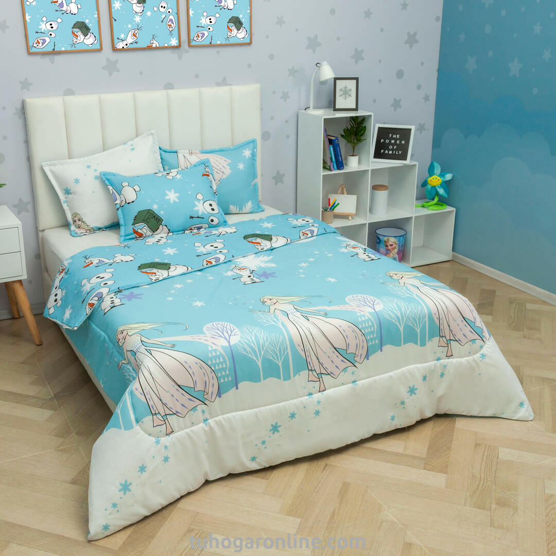 CUBRELECHO ACOLCHADO CAMA SENCILLA DISNEY FROZEN