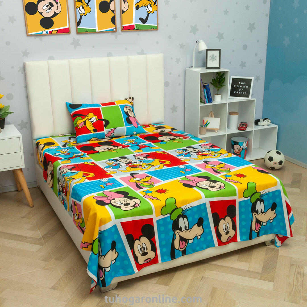 JUEGOS DE SÁBANAS CAMA SENCILLA DISNEY  MICKEY Y SUS AMIGOS   