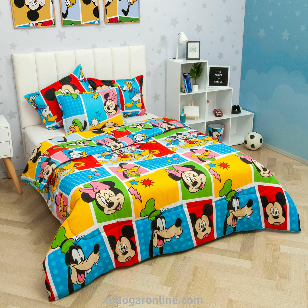 CUBRELECHO ACOLCHADO CAMA SENCILLA DISNEY MICKEY Y SUS AMIGOS 