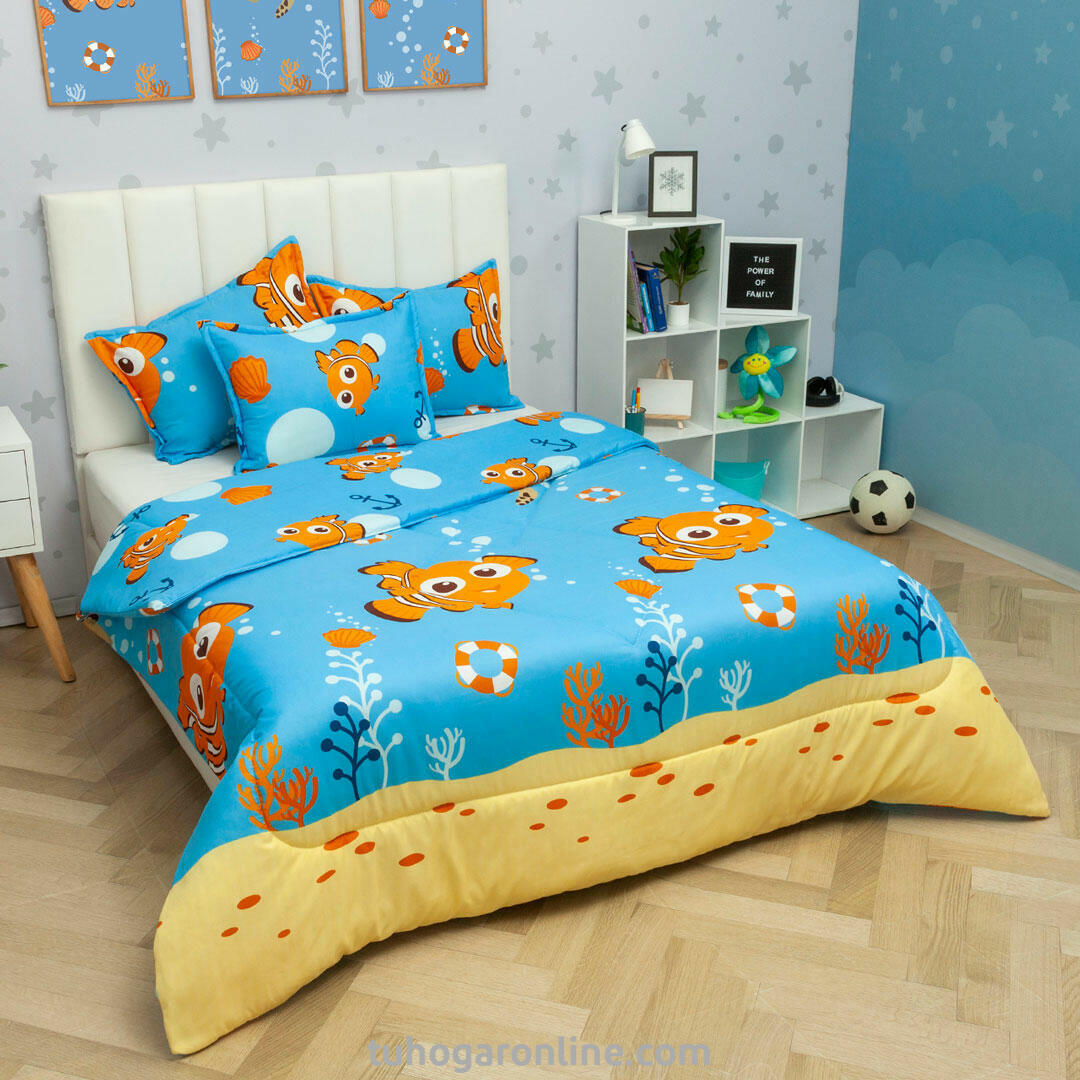 CUBRELECHO ACOLCHADO CAMA SENCILLA DISNEY BUSCANDO A NEMO