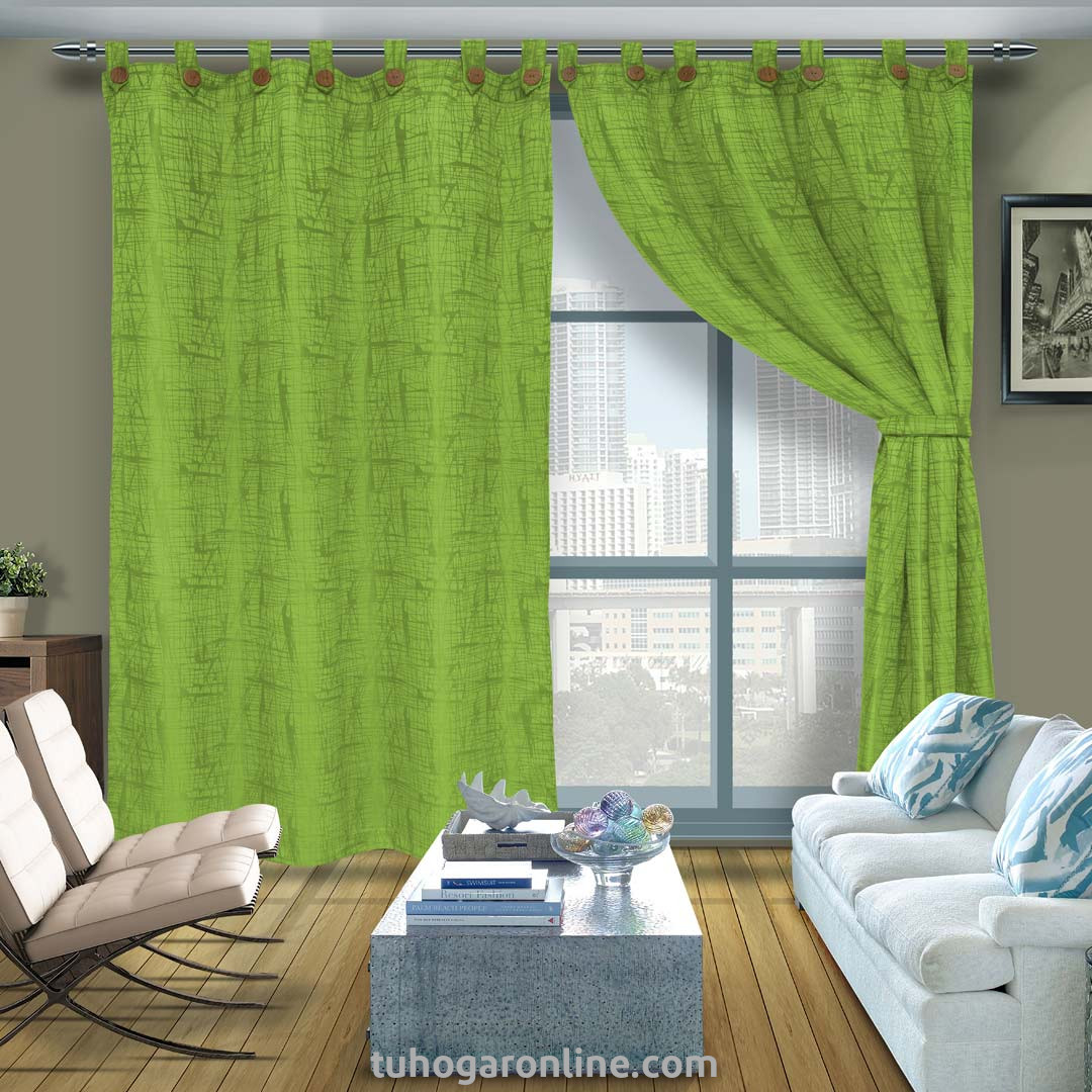 CORTINA EN YACAR-BOTÓN VERDE