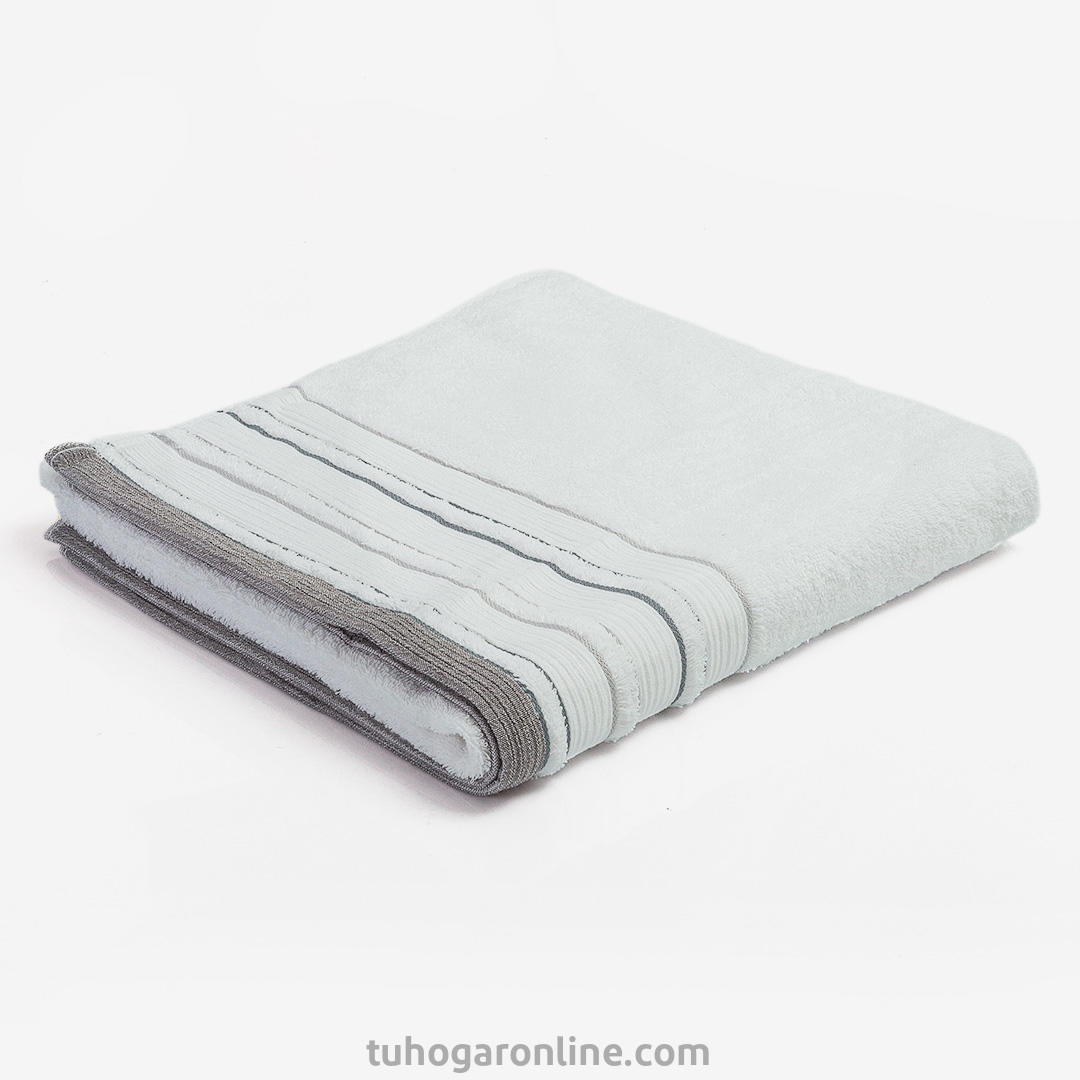 TOALLA COCOA PREMIUM BLANCA FRANJA GRIS
