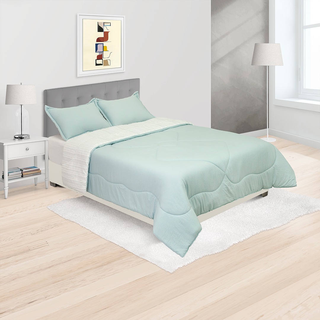 CUBRELECHO ACOLCHADO GALES BLANCO CON AZUL