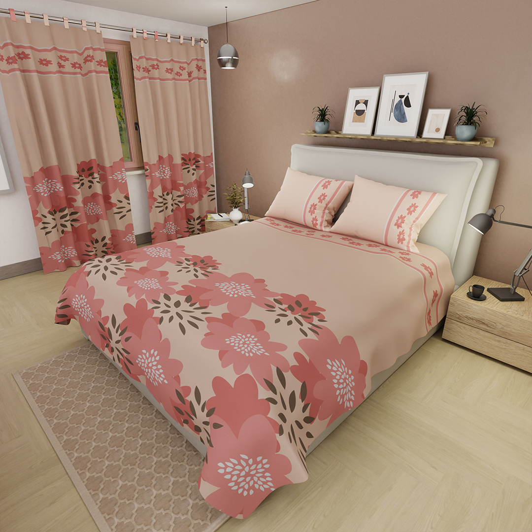 Juego de Sábanas Microfibra Suavizada Brisa Floral Salmon