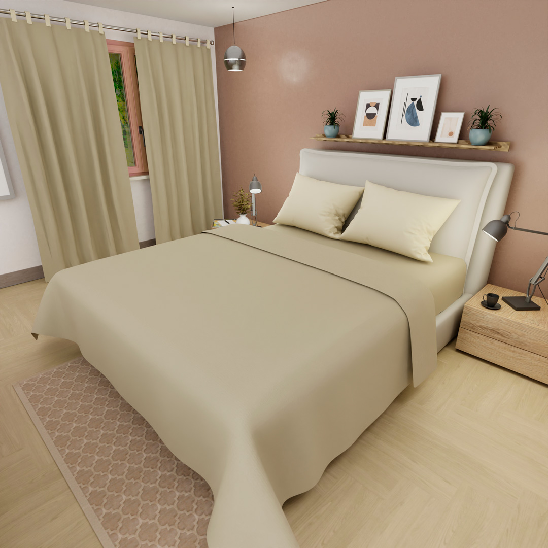 Juego De Sabanas Con Cortina Amarillo Confortable