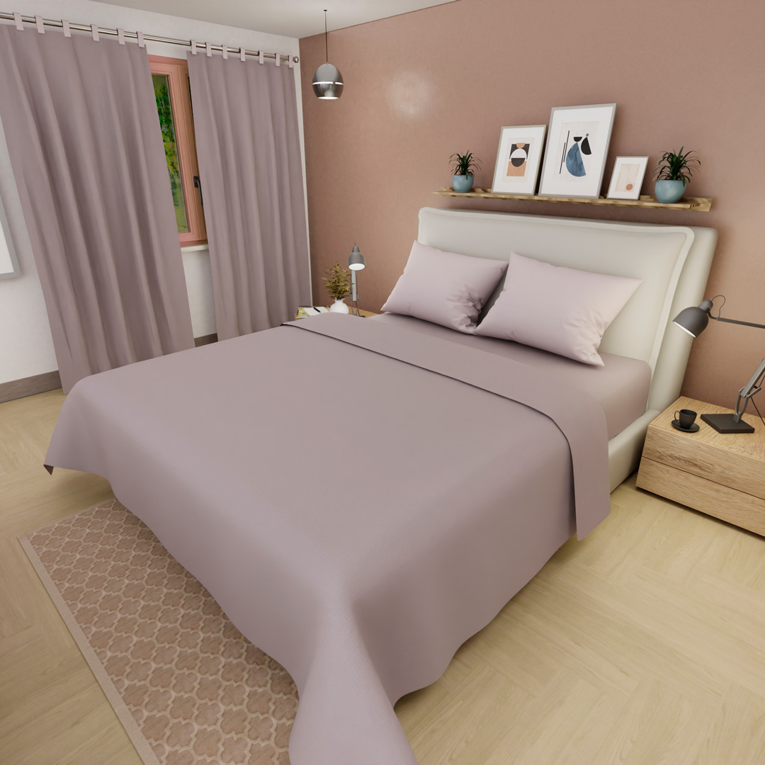 Juego De Sabanas Con Cortina Lila Confortable