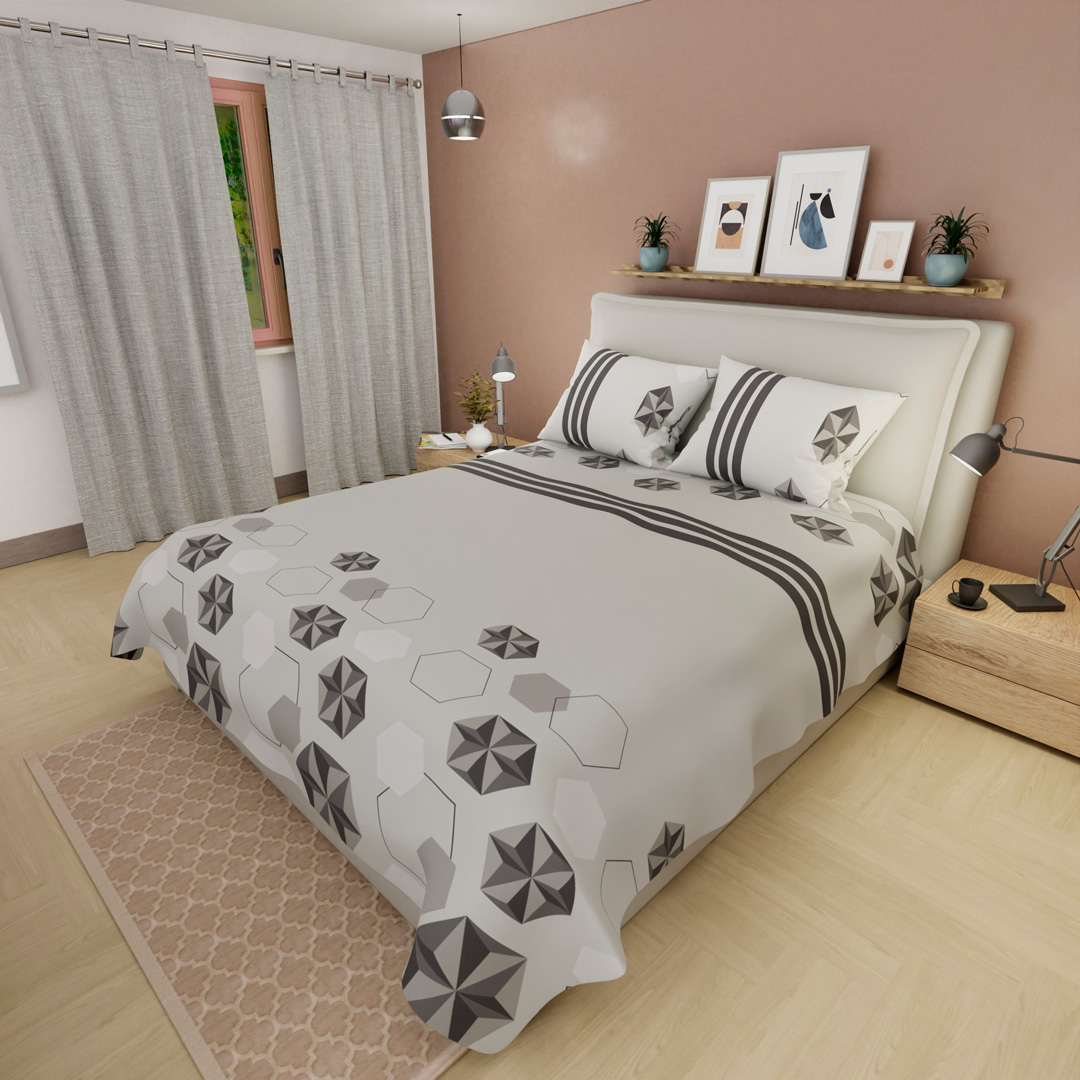 Juego De Sabanas 180 Hilos Albor & Sombra Blanca