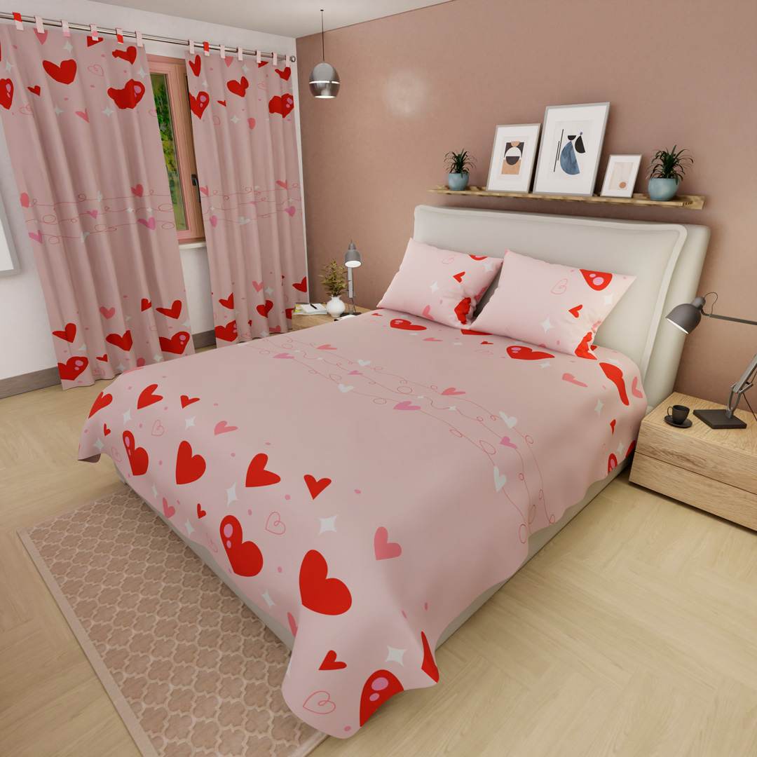 Juego de Sábanas Microfibra Suavizada Amor en el Aire Rojo