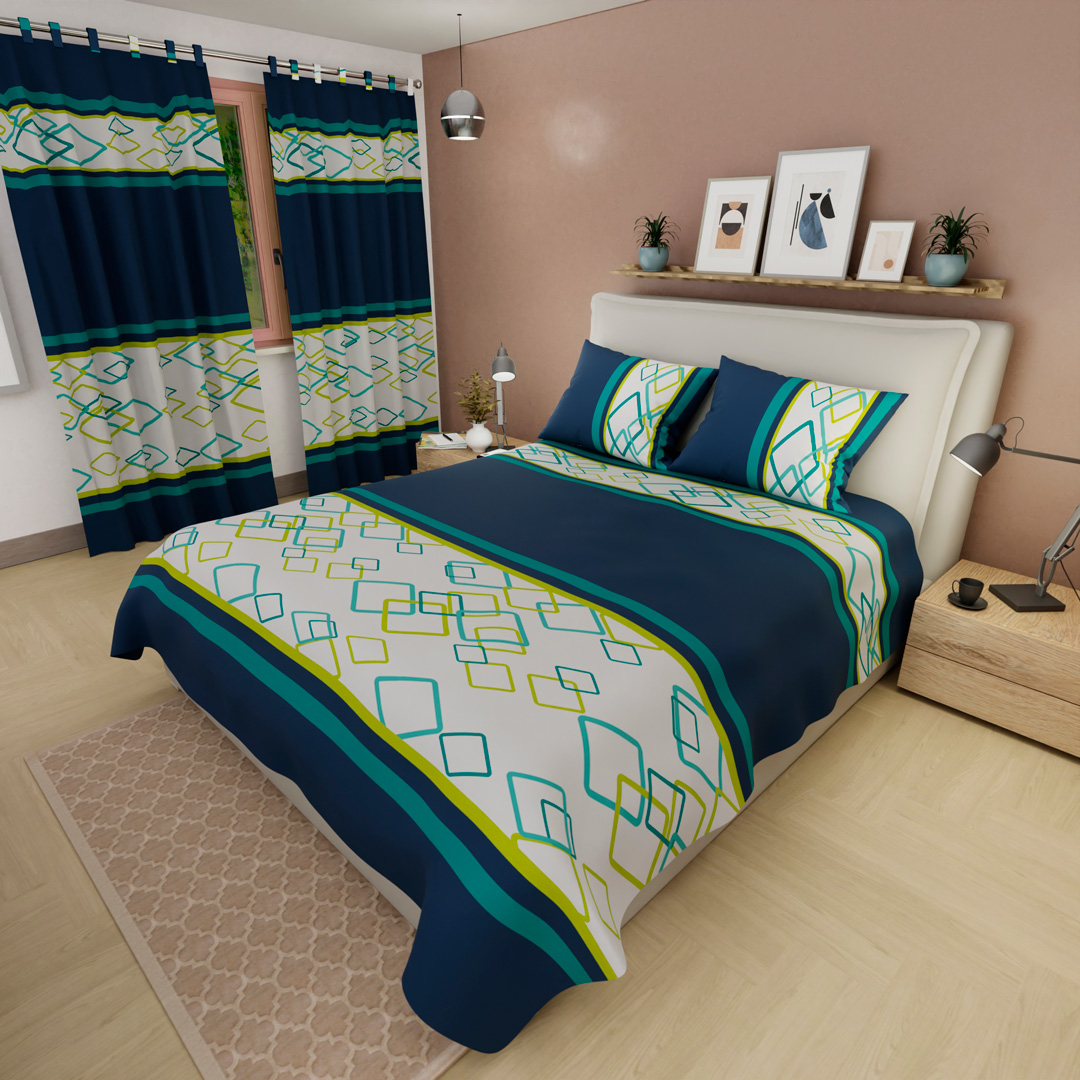 Juego de Sábanas Microfibra Suavizada Arquitectura de Sueños Azul