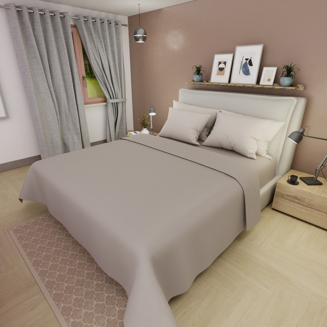 Juego De Sabanas 4 Fundas Linea My House Crema Suavizada
