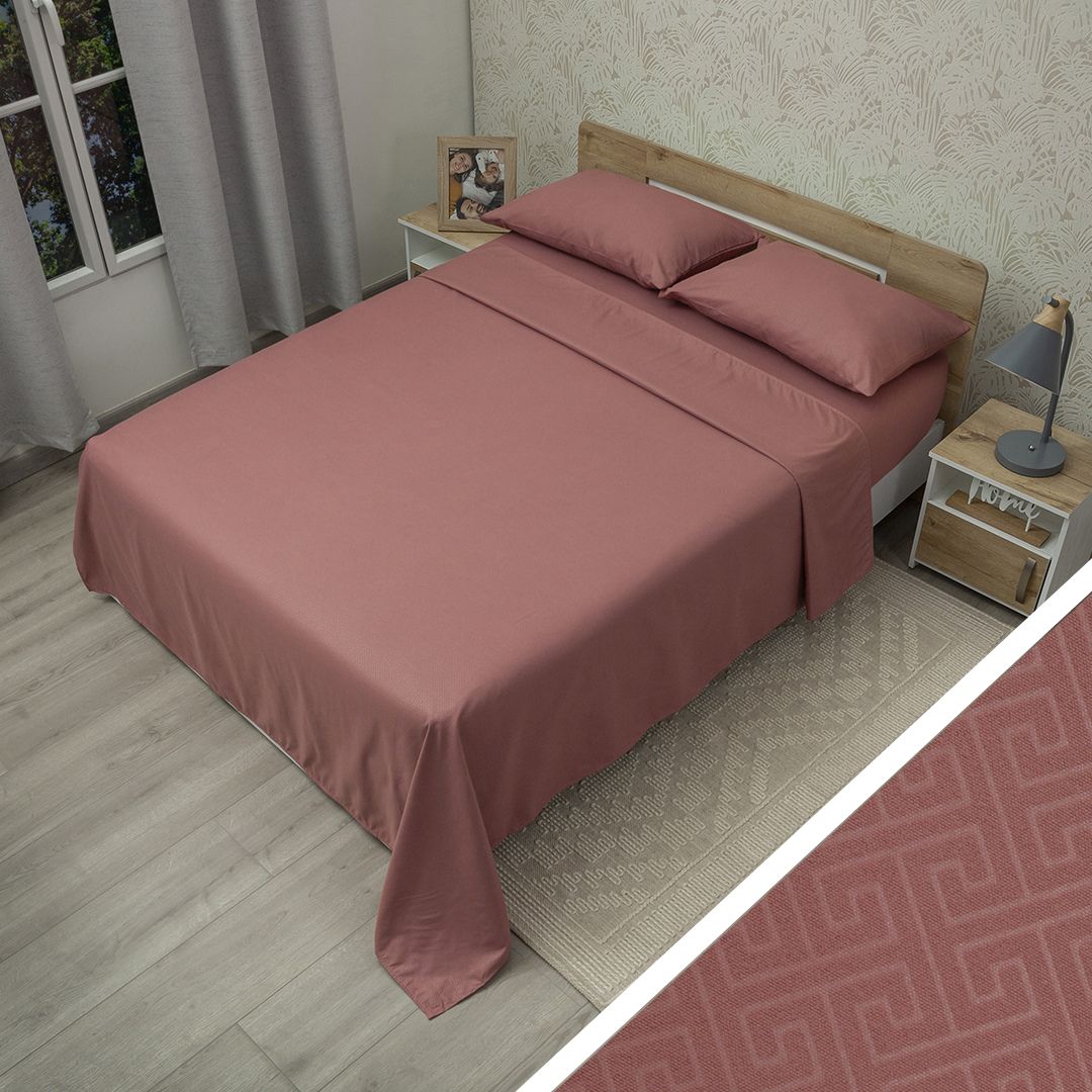 Juego De Sábana Monet Trama Zen Vino Tinto