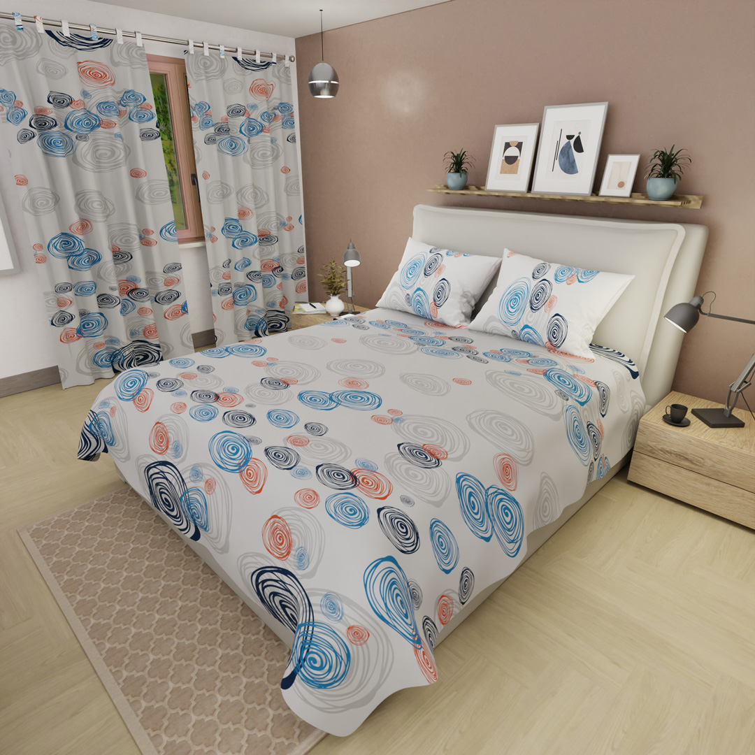 Juego De Sábanas Con Cortinas Ritmo Circular