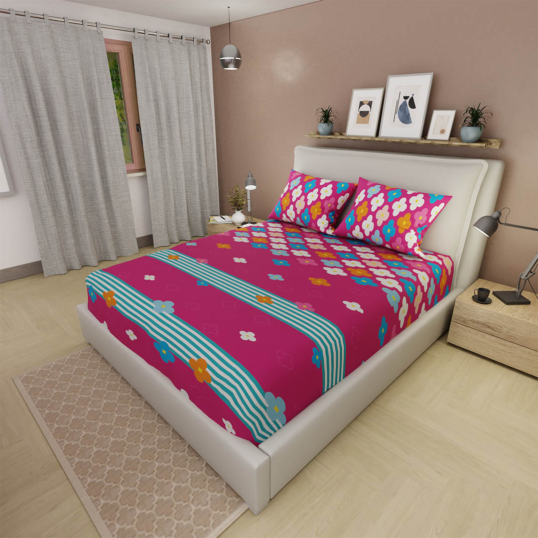 Sábana Ajustable Fiesta Floral Fucsia