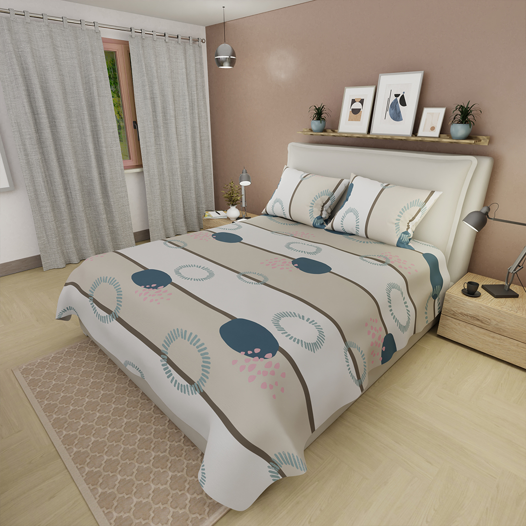 Juego De Sábanas 180 Hilos Curvas con Estilo Beige