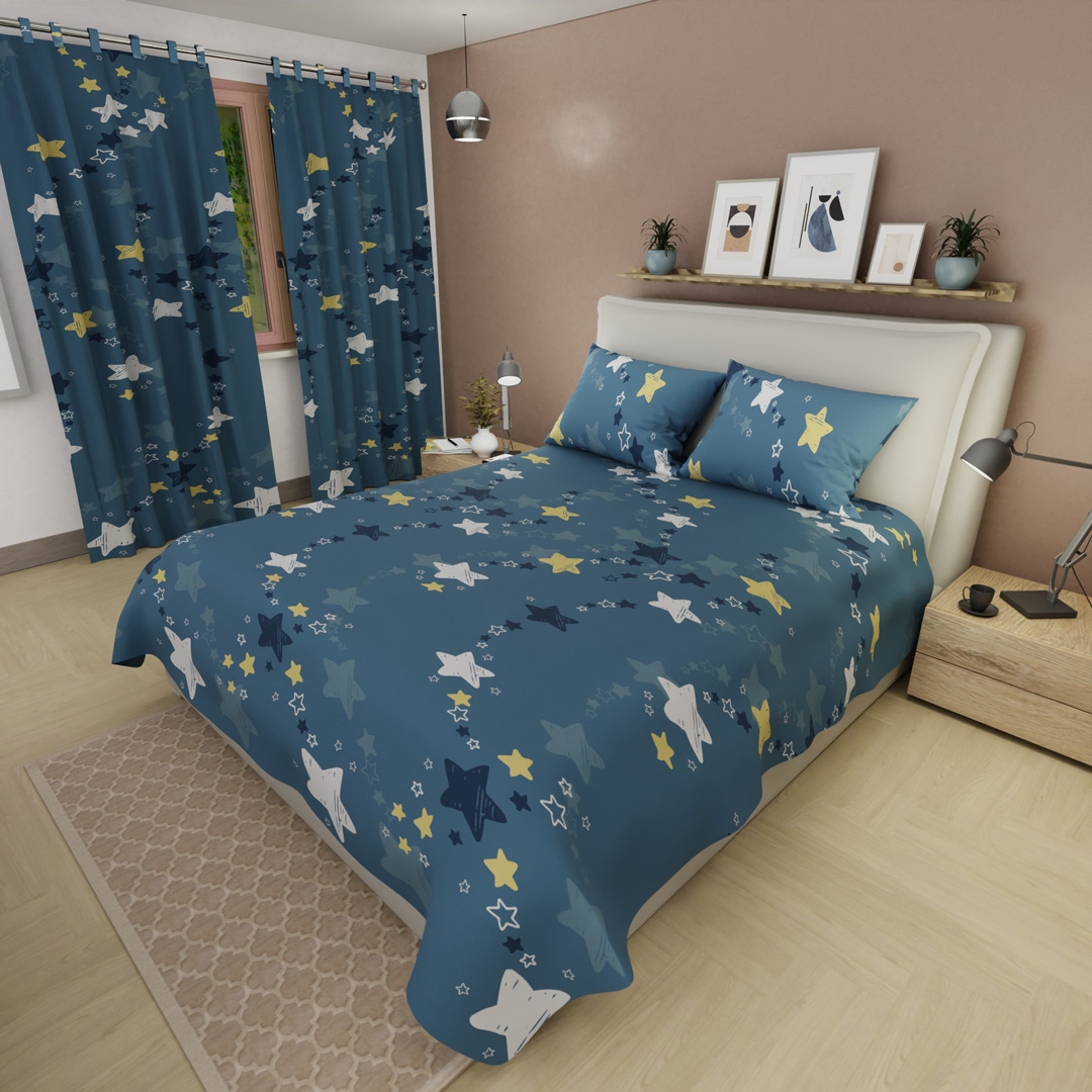 Juego de Sábanas Microfibra Suavizada Universo Pop Azul