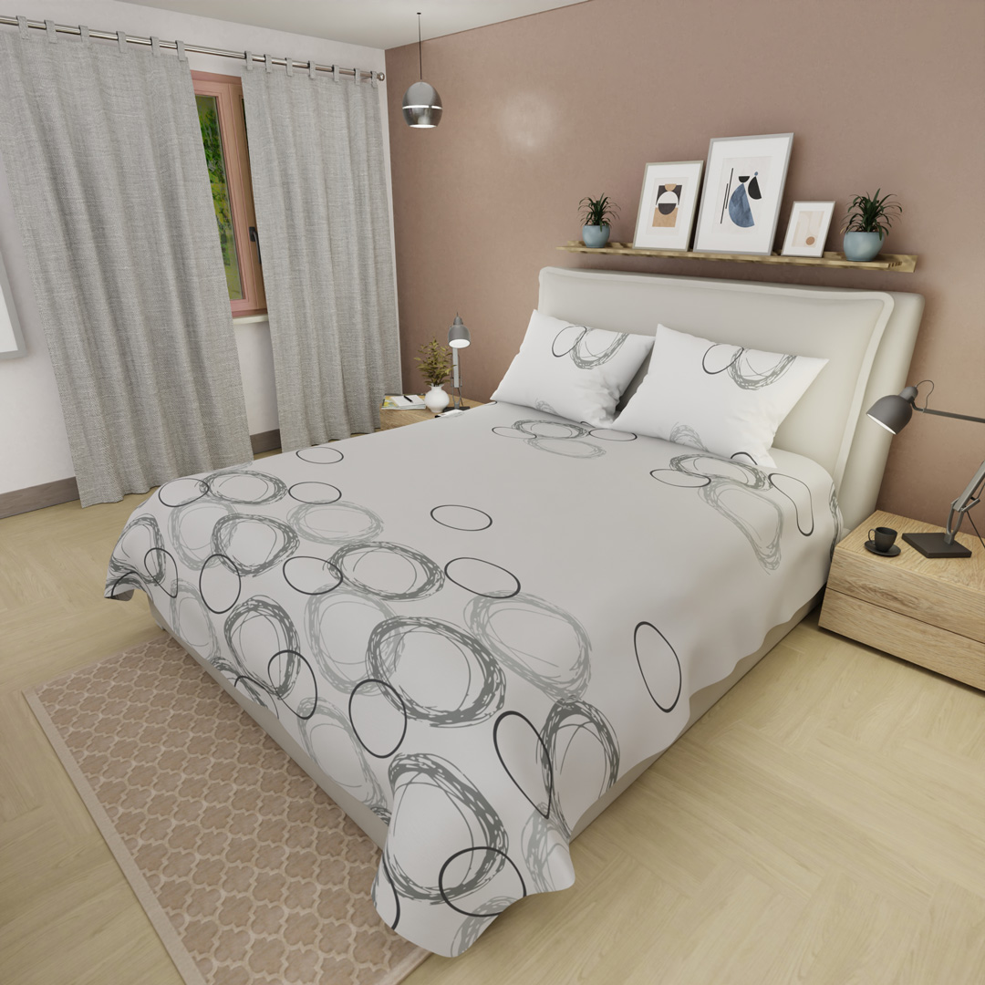 Juegos de Sábanas 250 Hilos Aros al Viento Negro