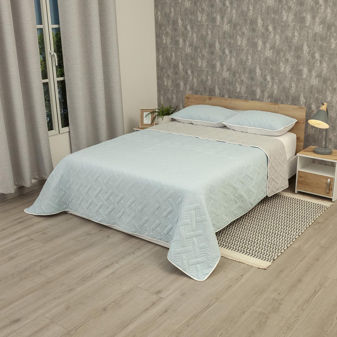 Cubrelecho Termosellado Cotton Sense Solo Fondo Azul