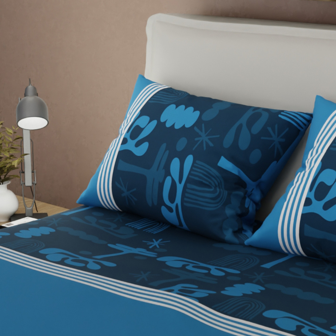 Juego de Sábanas Microfibra Suavizada Símbolos del Cielo Azul