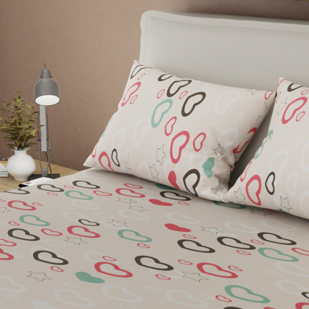 Sábana Ajustable Explosión de Amor Blanco