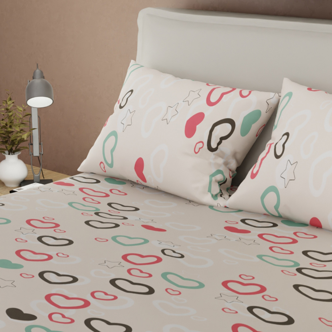 Juego De Sábanas Con Cortinas Explosión de Amor Blanco