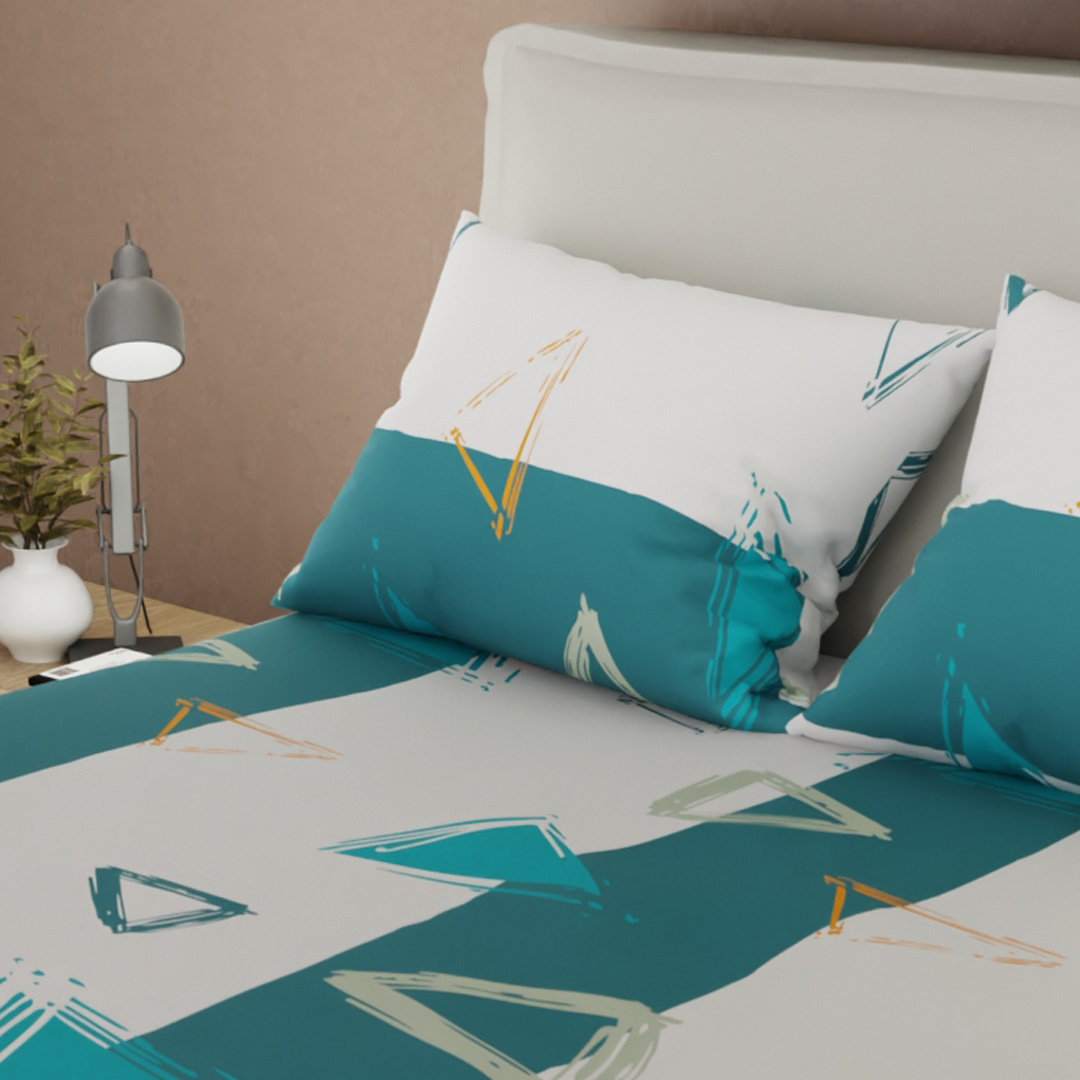 Juego De Sábanas 180 Hilos Azul Rojo Diamantes Confotable