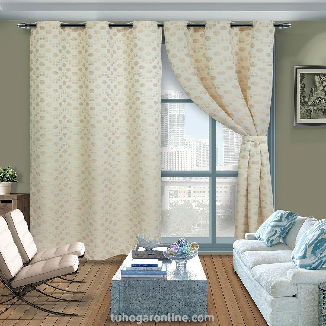 CORTINA ARGOLLADA EN LONA CAMEL PUNTOS