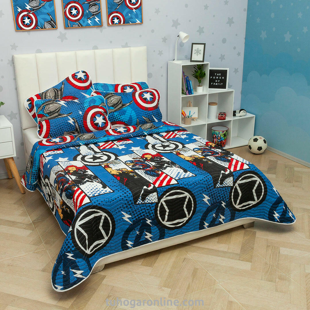 CUBRELECHO PRENSADO CAMA DOBLE MARVEL AVENGERS