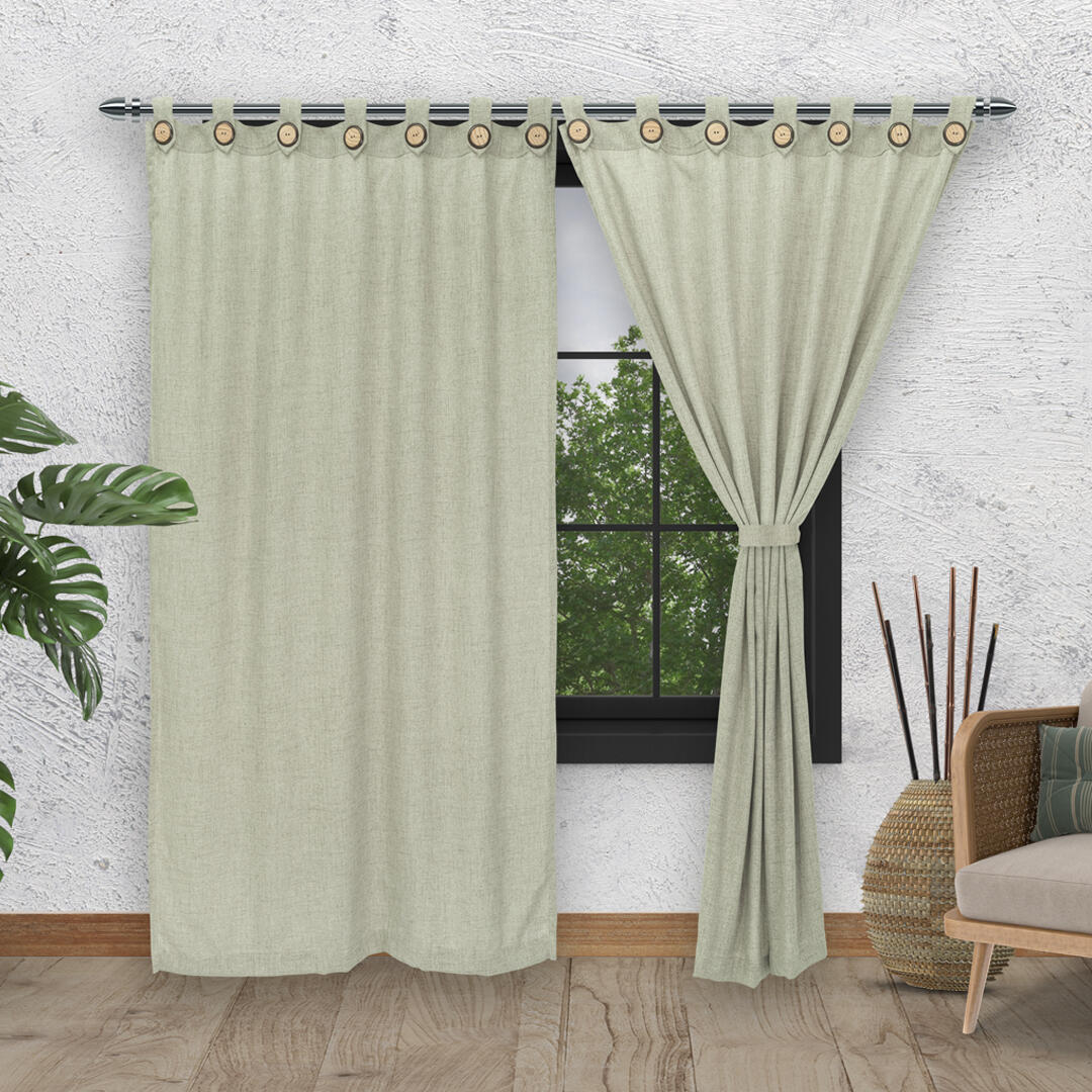 CORTINA ARPILLERA ANCESTRAL BOTÓN CAFÉ