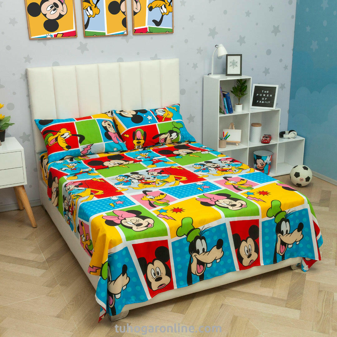 JUEGO DE SÁBANAS DISNEY PLUS MICKEY Y SUS AMIGOS