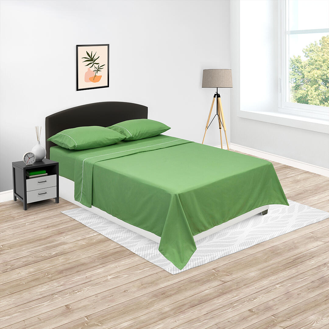 JUEGO DE SÁBANAS LINEA BÁSICOS VERDE LIMÓN 