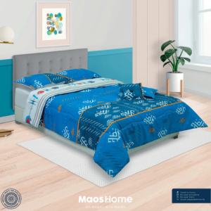 Cubrelecho super acolchado 5  piezas Doble Faz Cama Doble 140mtr Azul blanco figuras